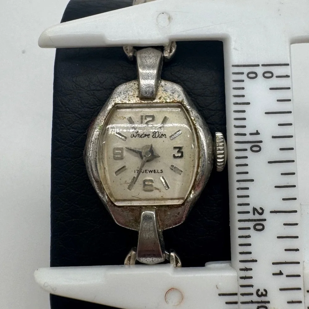 Vintage Andre Dior 17 Jewels Manual Wind Watch Silver Tone For Parts Repair